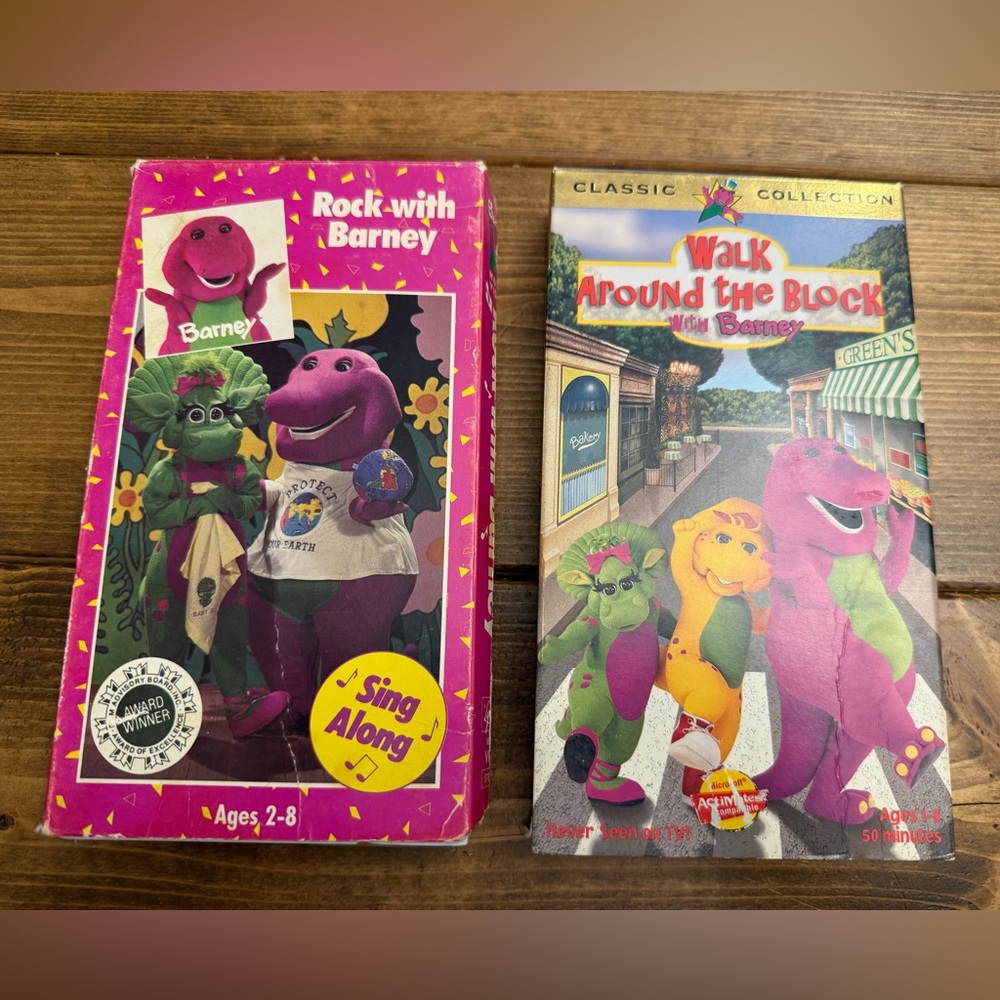 Barney Rock With Barney & Walk Around The Block VHS Tape Sing Along Song Kids